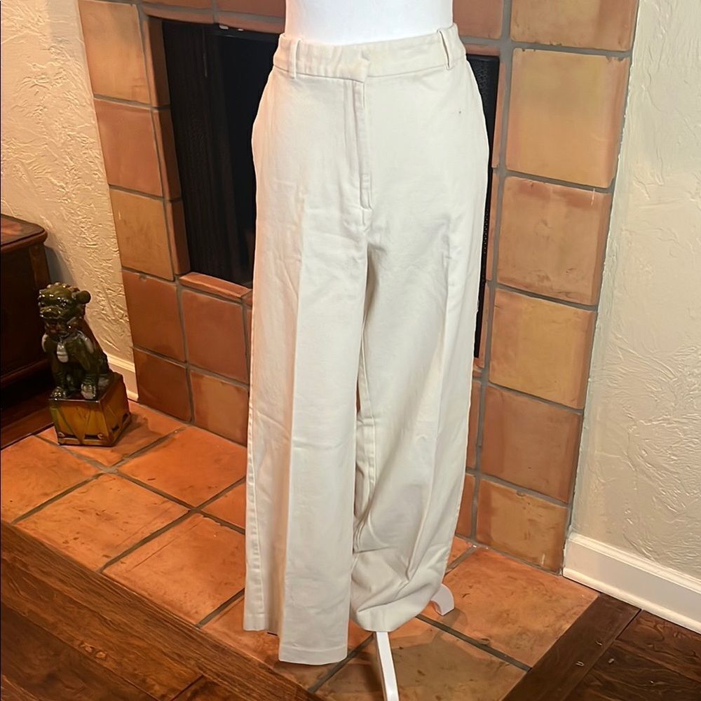 Zara Cream Trouser Style Wide Leg Jeans, size L